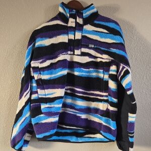 Mountain Hardwear Striped Zip-Up Sweater in Blue, Purple, and White